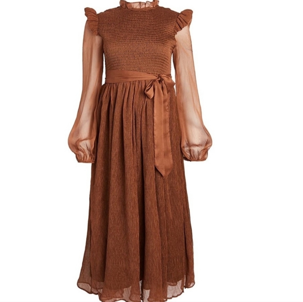 En Saison Chiffon Smocked Midi dress Size Medium